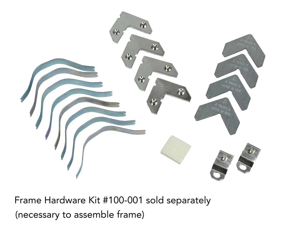 Frame Hardware Kit components are necessary to assemble aluminum frames