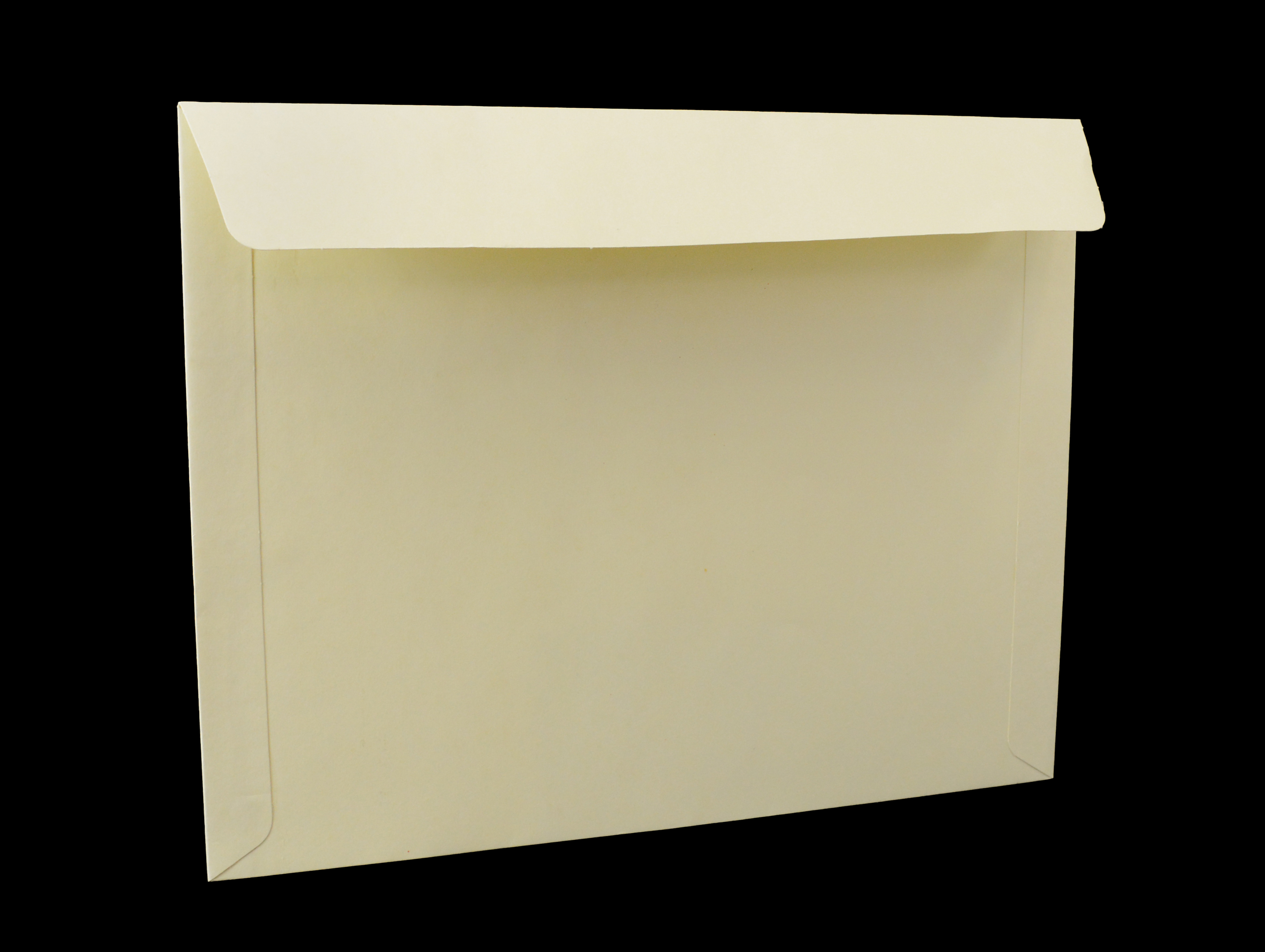 Acid-free archival buffered envelope with flap on long edge, no adhesive on flap