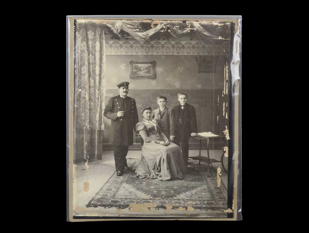 Polyethylene bag storing a vintage mounted photograph
