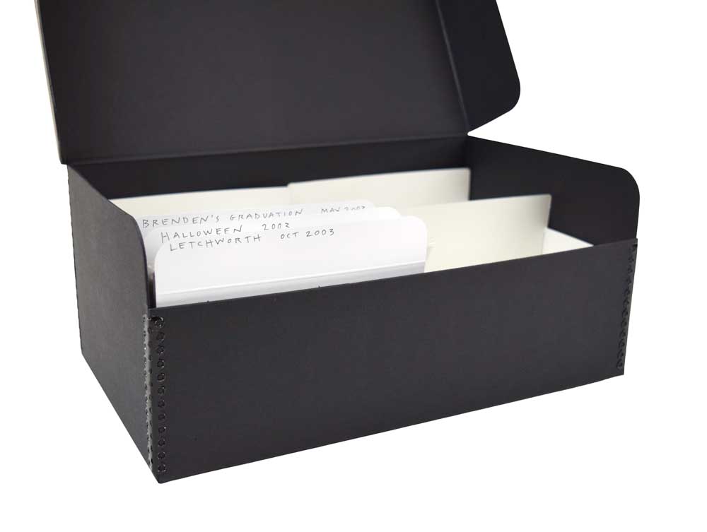 QPO 1202 Kit with a Hinged Lid Box, polyethylene bags, and print organizers for storing up to 1200 prints in archival protection.