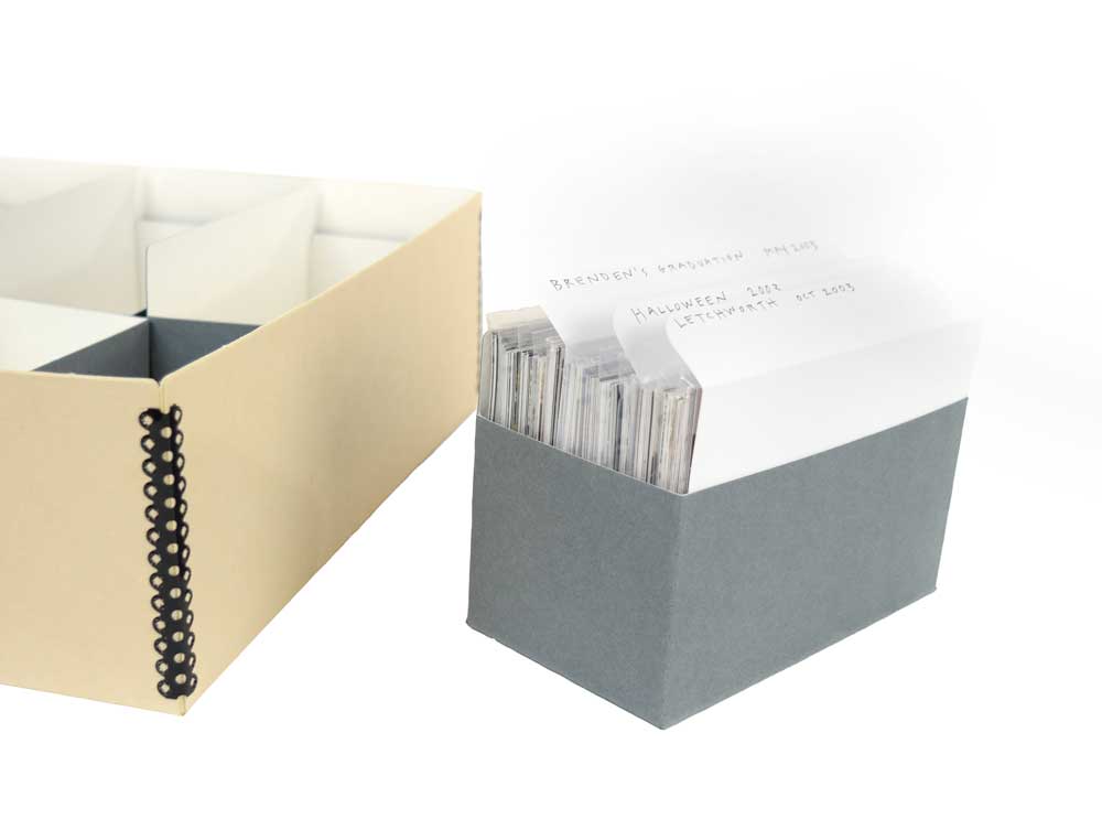QPO 2400 Kit with a Hinged Lid Box, polyethylene bags, and print organizers for storing up to 2400 prints in archival protection.