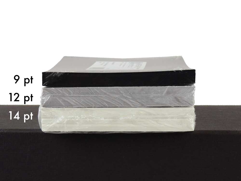 Comparison of thicknesses of the different archival card stock