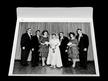 Vintage black & white photo of a wedding party atop acid-free archival buffered envelope with flap on long edge, no adhesive on flap thumbnail