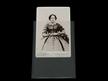 Cabinet card photo half inserted into a 3-Sided Sleeve to illustrate clarity of the archival sleeve thumbnail
