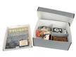 Archival Storage Kit with a short gray metal edge box, four-compartment divider, and top tray for preservation of heirlooms, photos, and documents. thumbnail