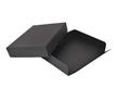 Black acid-free archival storage box featuring a drop front for easy access featuring a black interior. thumbnail